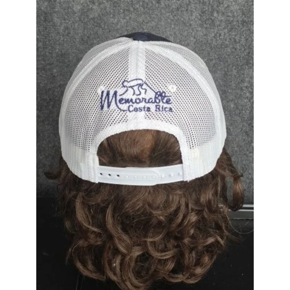Pura Vida Costa Rica Mesh Trucker‎ Hat Navy Blue White Embroidered Gorilla Caps